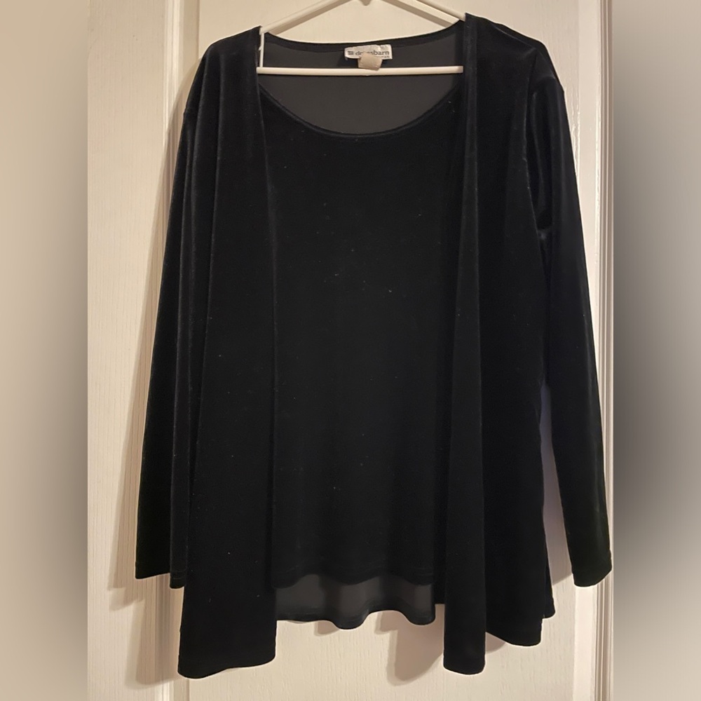 Vintage Dress Barn Velvet Long Sleeve Cardigan Tunic Combo 18/20 Party Cocktail